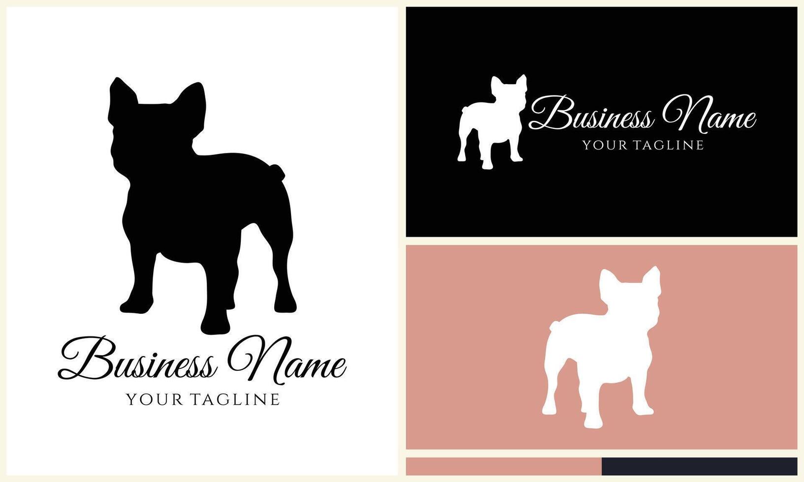 silhouet hond bulldog logo sjabloon vector