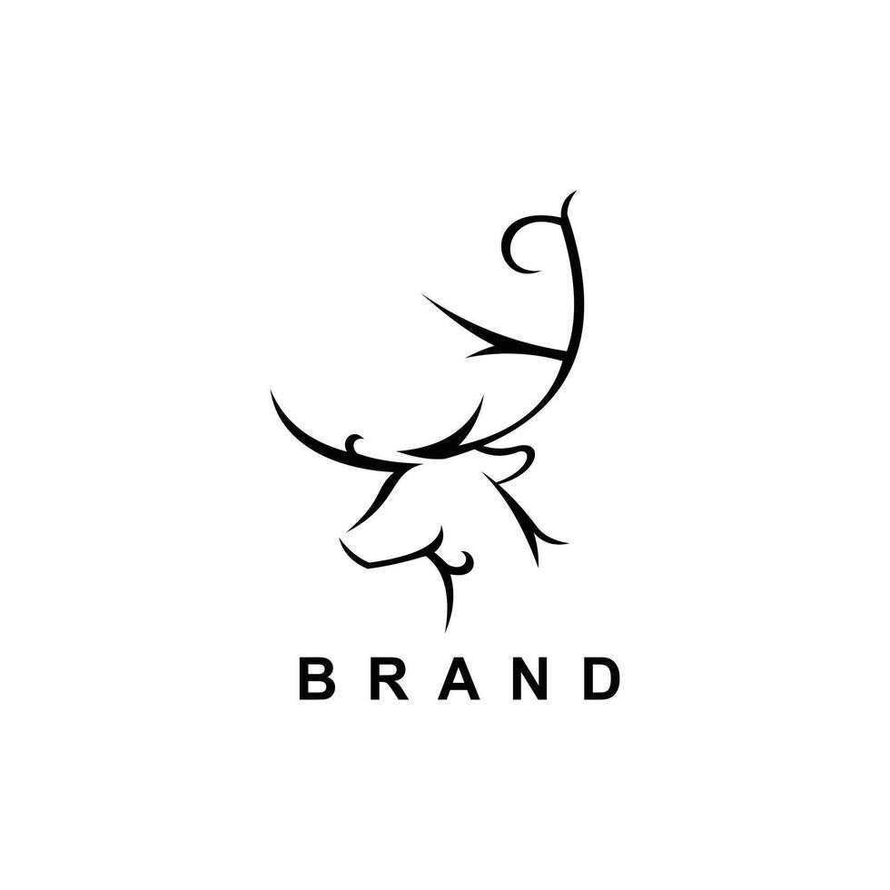 abstract hert hoofd logo ontwerp, elanden gewei teken. dieren in het wild hert symbool. vector illustratie.