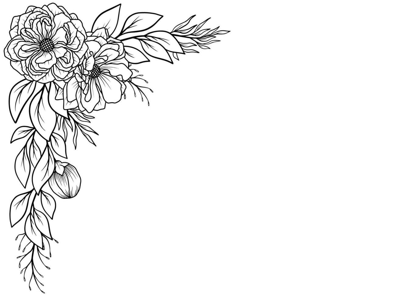 bloemen en bladeren grens illustratie vector