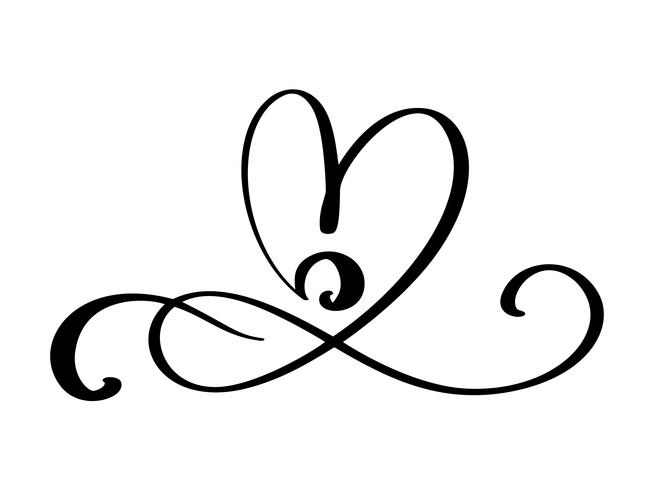 Hand getrokken liefde grens bloeien hart scheidingsteken Kalligrafie ontwerper elementen. Vector uitstekend huwelijk, de illustratie van de valentijnskaartendag die op witte achtergrond wordt geïsoleerd