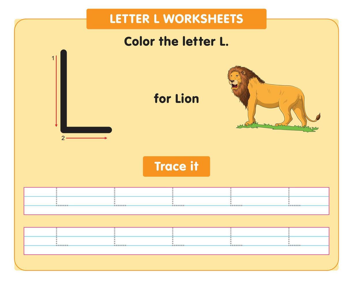 alfabet traceren werkblad met hoofdstad brief l vector