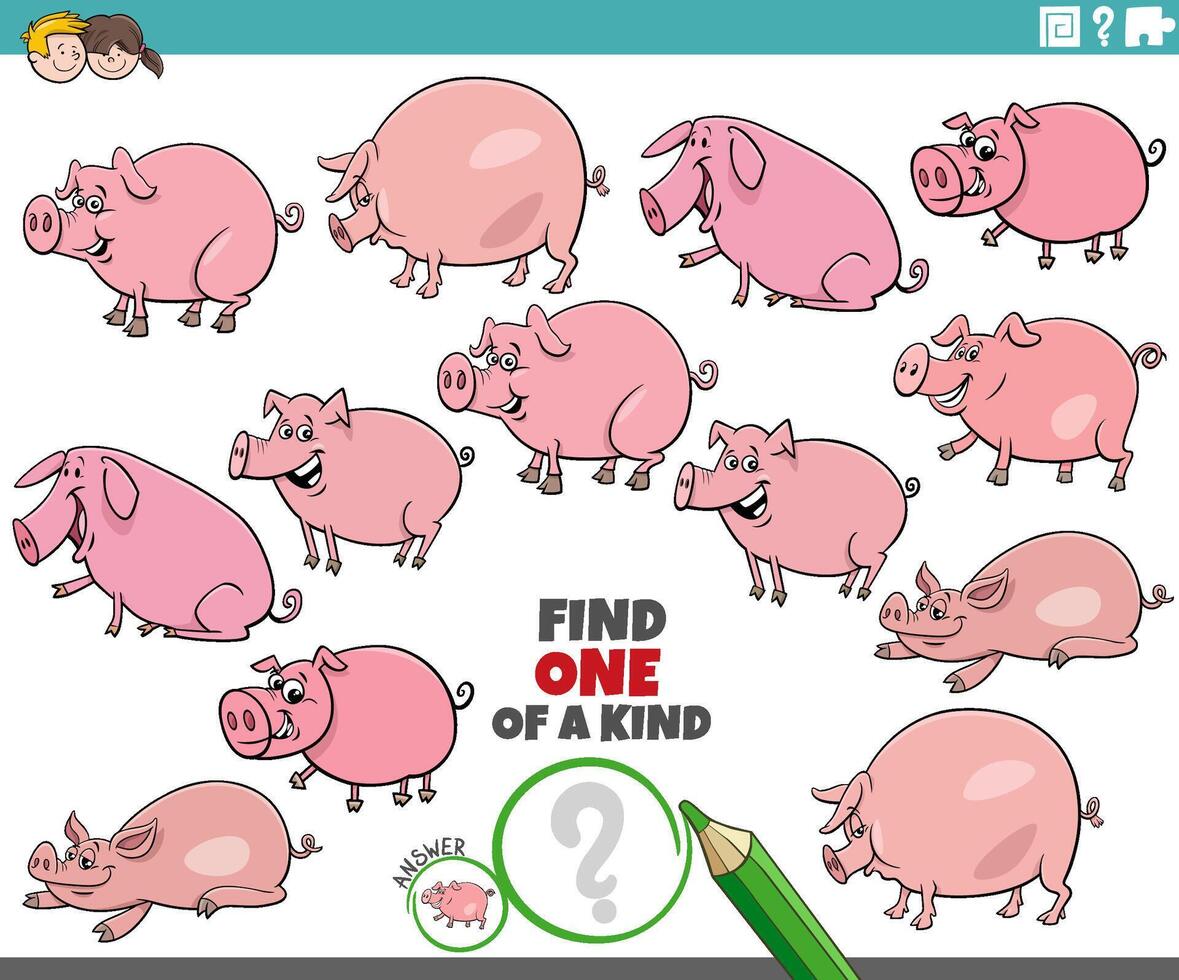 een van een soort werkzaamheid met tekenfilm varkens boerderij dieren vector