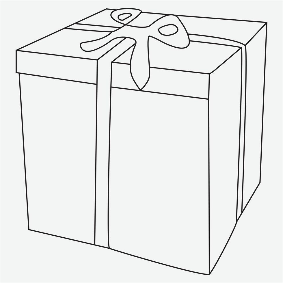 een lijn hand- getrokken doos schets vector illustratie kunst
