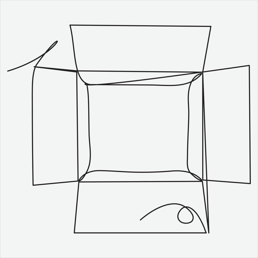 doorlopend lijn hand- tekening vector illustratie doos kunst