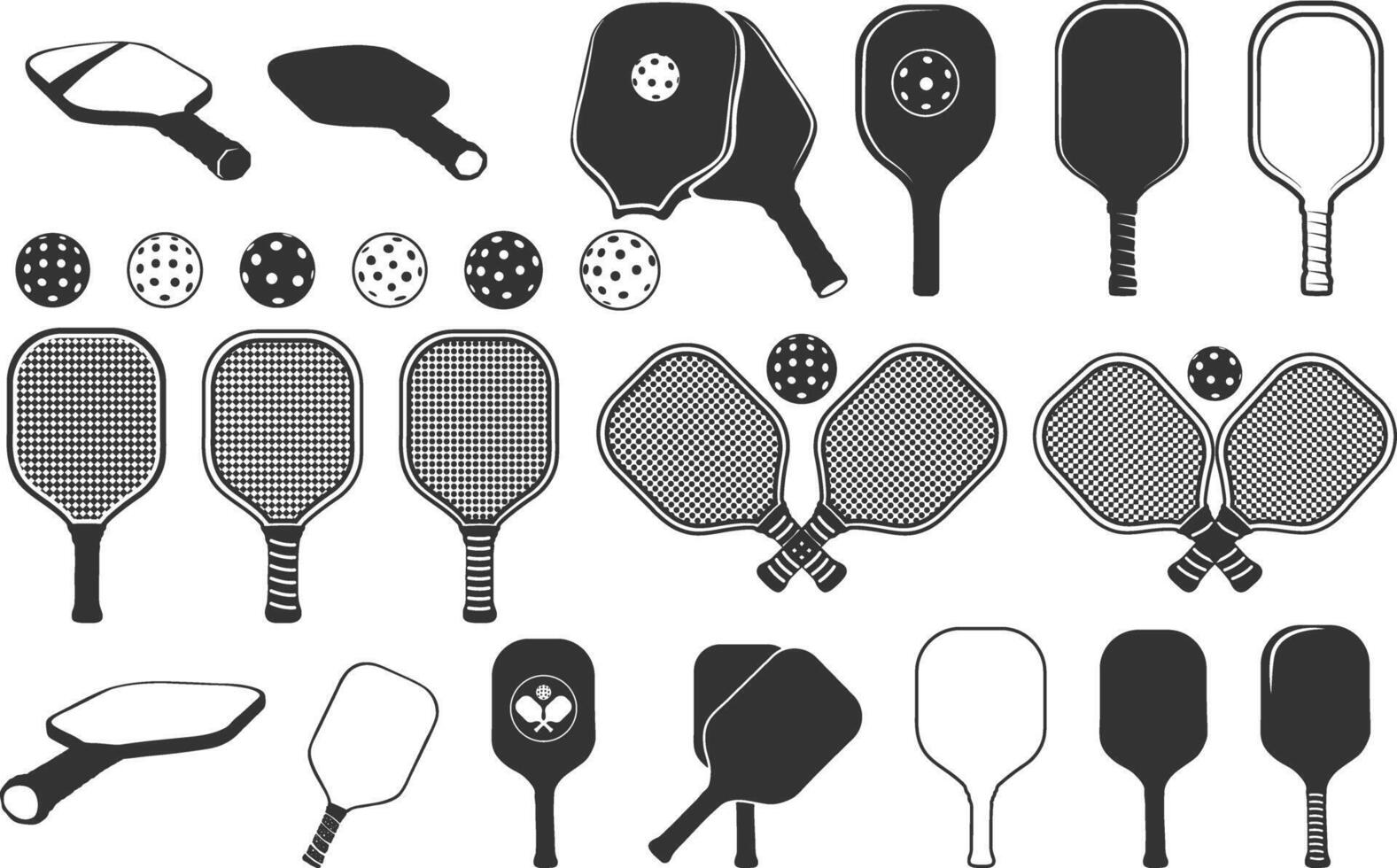 augurk bundel silhouet, augurk racket en bal silhouet, augurk vector illustratie.