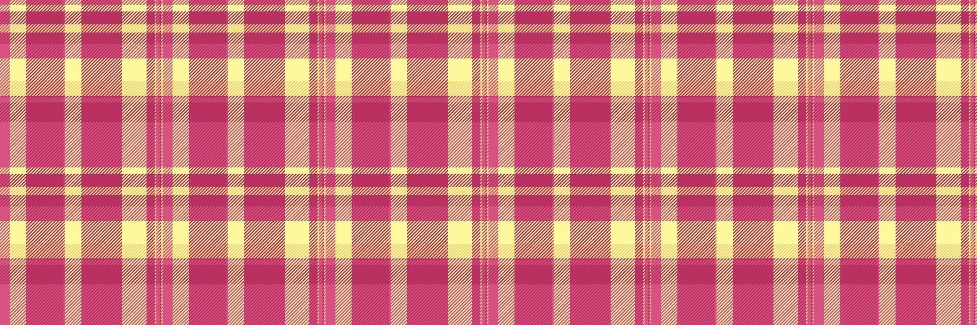 horizontaal controleren kleding stof plaid, Verenigde Staten van Amerika naadloos patroon vector. micro Schotse ruit achtergrond textiel structuur in roze en geel kleuren. vector