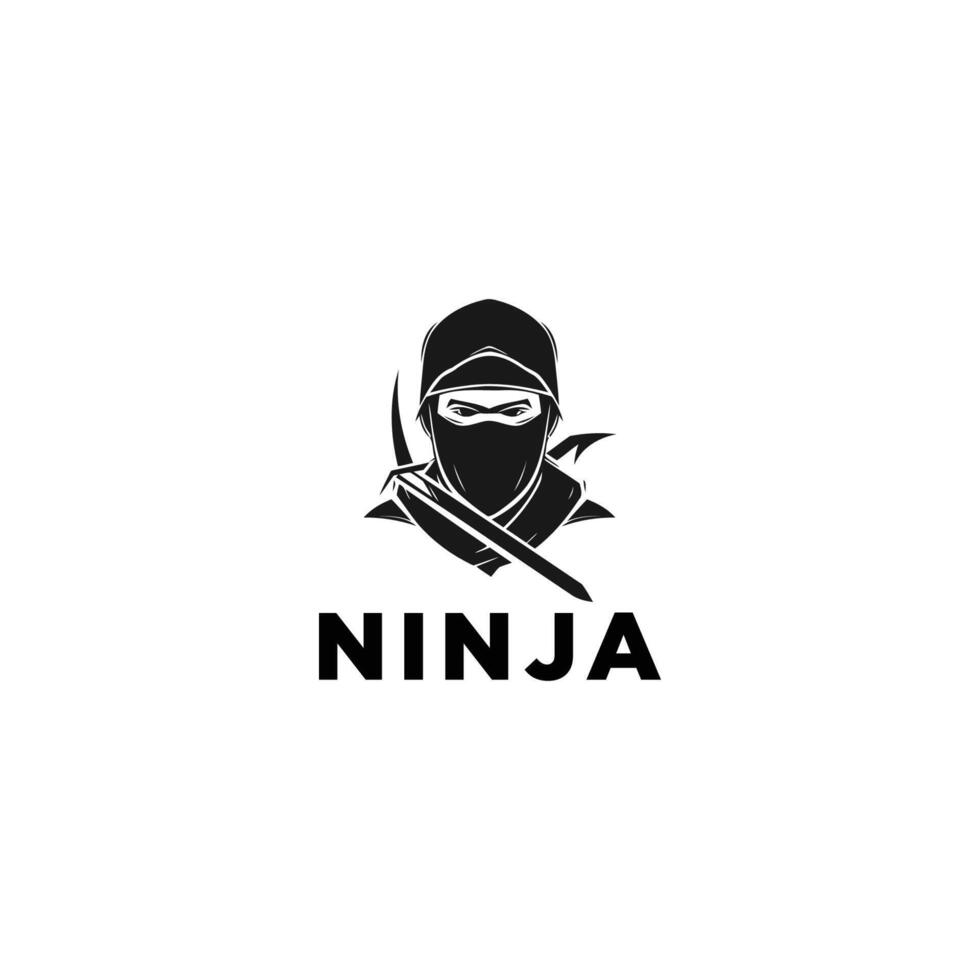 ai gegenereerd Ninja krijger logo vector zwart en wit Ninja karakter logo ontwerp