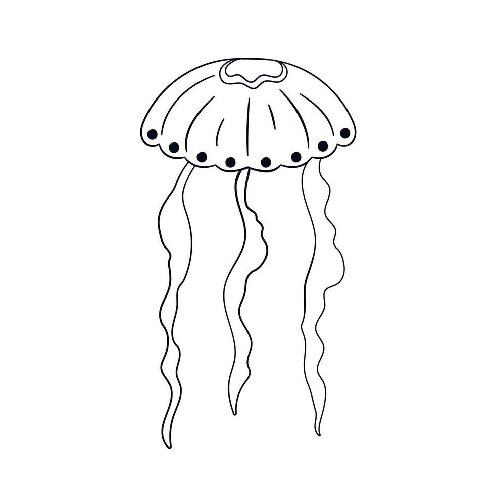 kwal ontwerp in lijn kunst stijl. marinier onderwater- kwal icoon symbool. vector illustratie geïsoleerd Aan een wit achtergrond.
