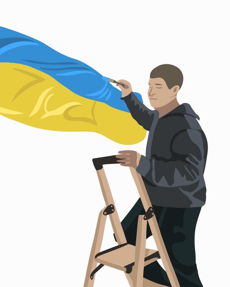 vector geïsoleerd illustratie van een Mens tekening de vlag van Oekraïne. kunst van Oekraïne.