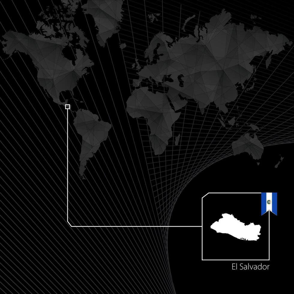 el Salvador Aan zwart wereld kaart. kaart en vlag van el redder. vector