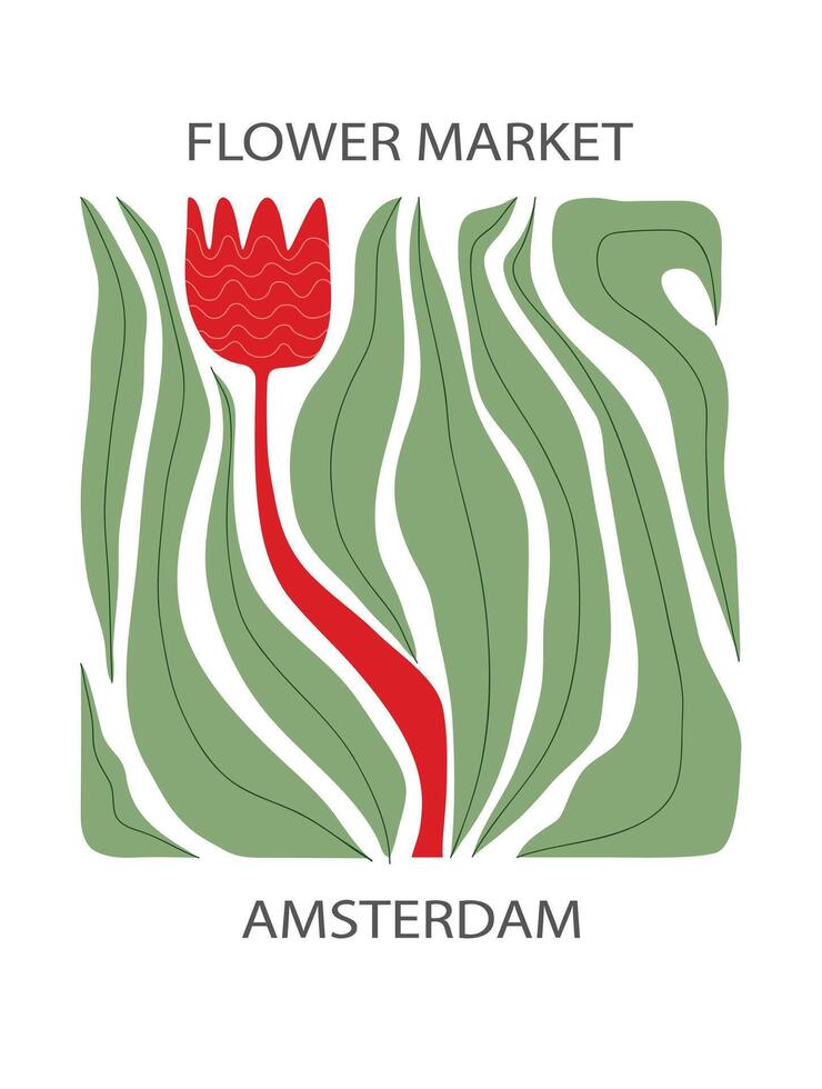 abstract bloem poster. bloem markt muur kunst met modieus ontwerp. botanisch, minimalistisch, modern naief vlak hippie groovy funky interieur decoratie, schilderen. vector