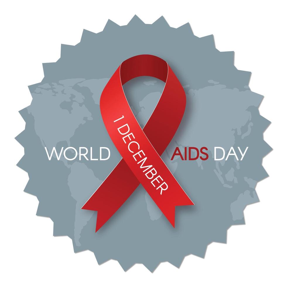 wereld AIDS dag sticker met een rood lintje. afdrukken sjabloon ontwerp. een vector vlak illustratie.