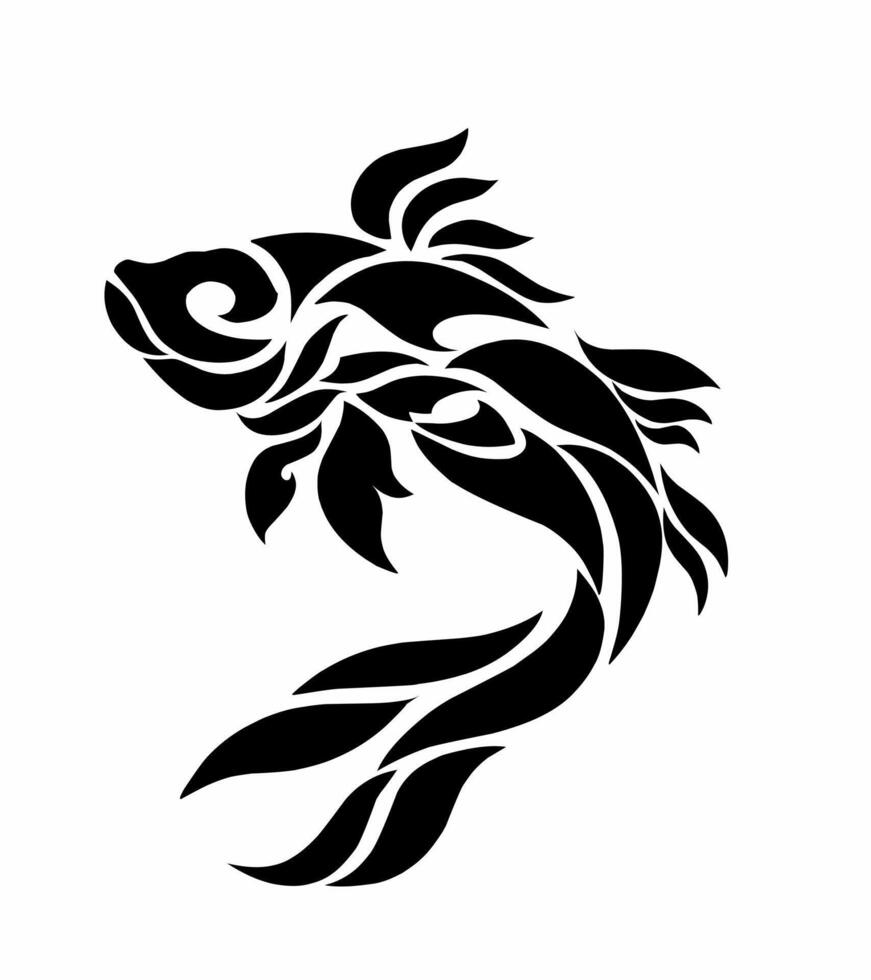 grafisch vector illustratie van tribal kunst tatoeëren vis met zwart kleur