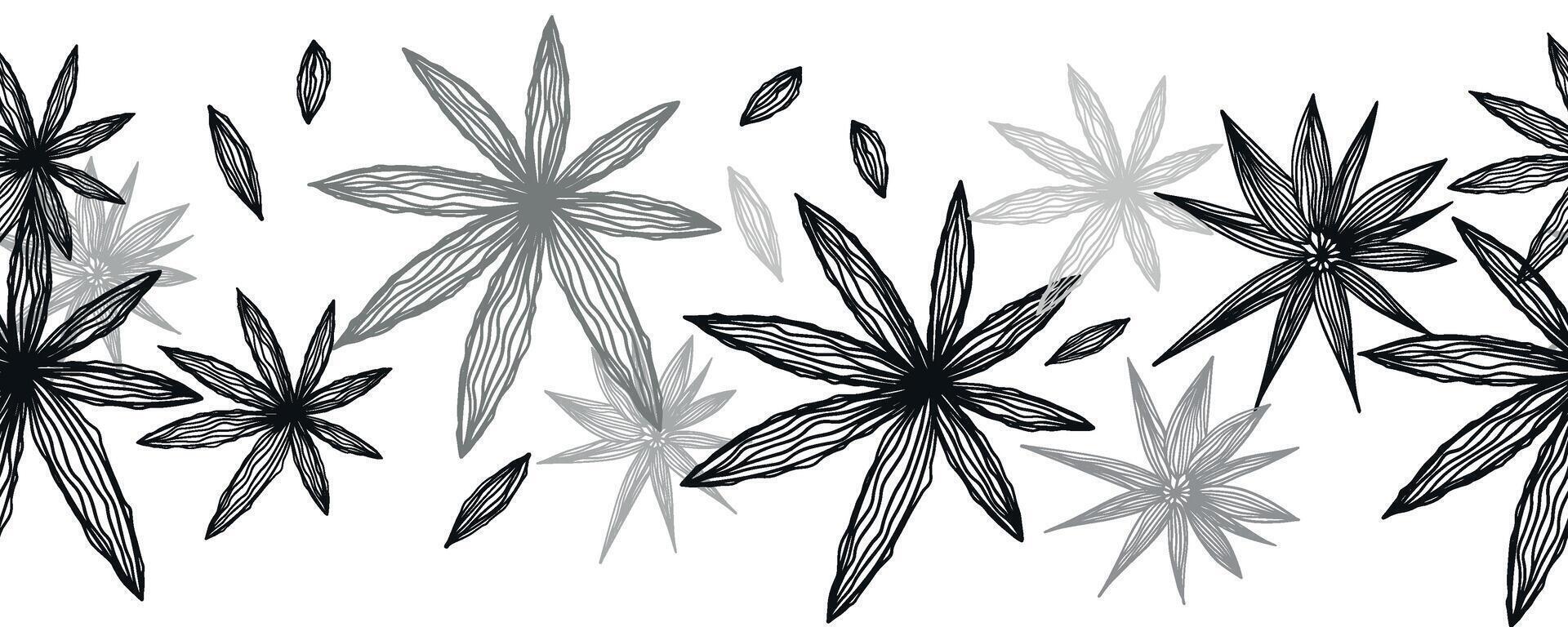 een decoratief grens van takken is gemarkeerd Aan een wit achtergrond. een patroon van bladeren. vector illustratie. voor natuur, eco en ontwerp. hand getekend planten, een kader voor een ansichtkaart.