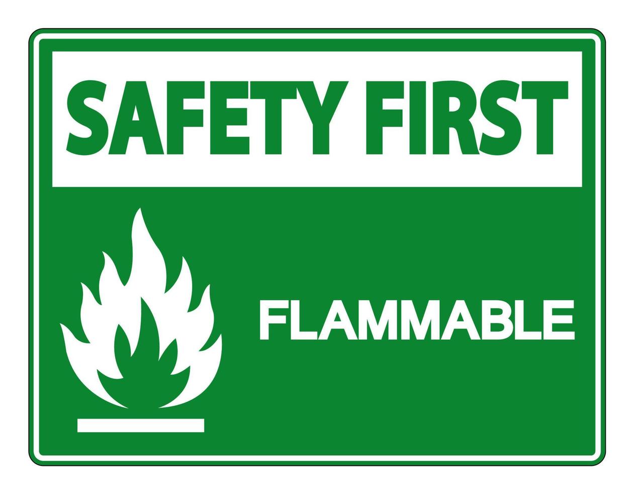 veiligheid eerste ontvlambare symbool teken op witte achtergrond vector