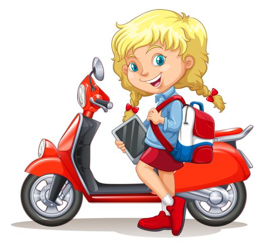 Blond meisje en motorfiets vector