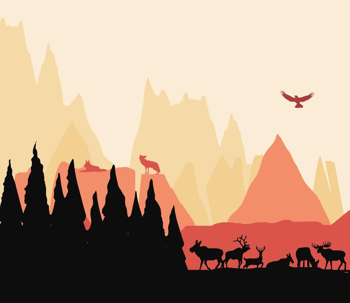 landschap dieren silhouet vector