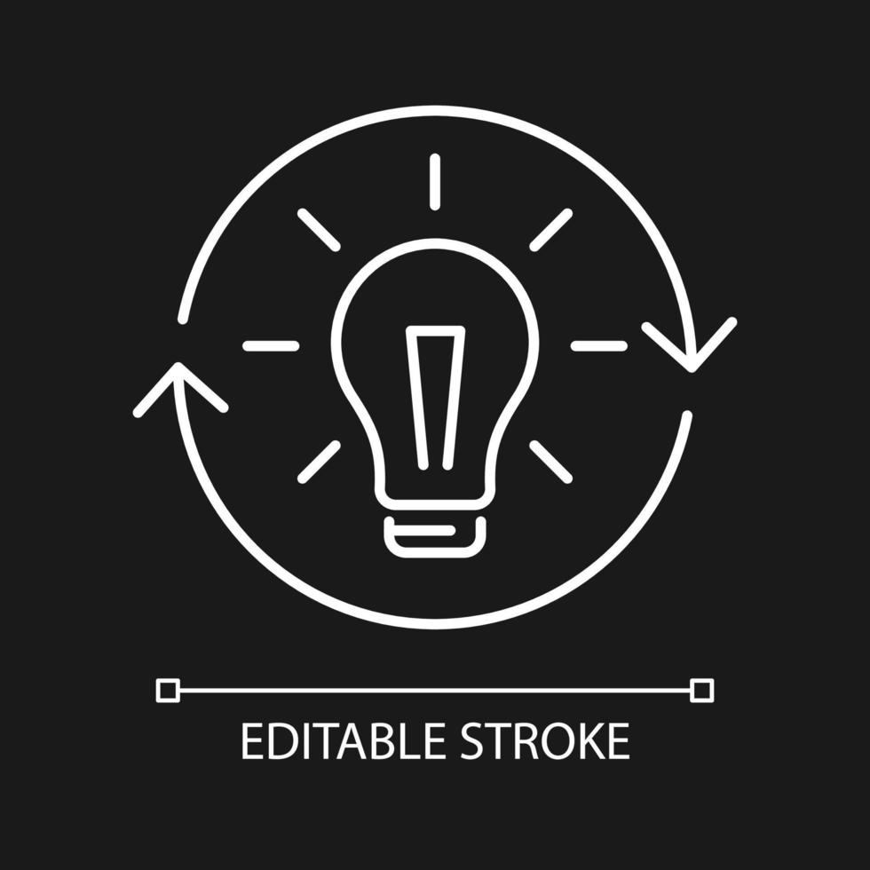 heroverweging van wit lineair pictogram voor donker thema vector