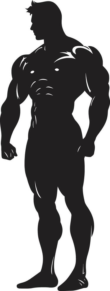 solide silhouet vol lichaam zwart embleem zwart gemaakt spierkracht bodybuilders iconisch symbool vector
