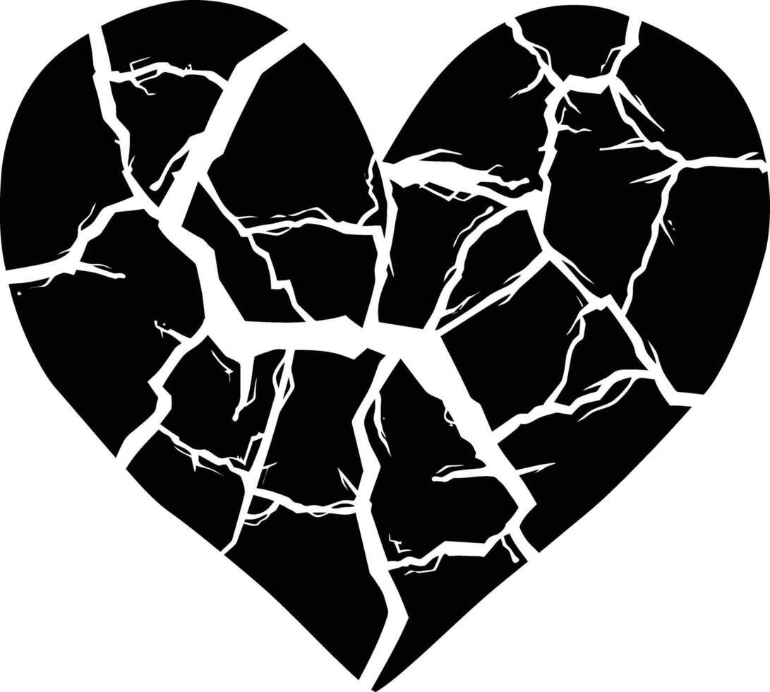 ai gegenereerd silhouet gebroken hart liefde logo symbool zwart kleur enkel en alleen vector