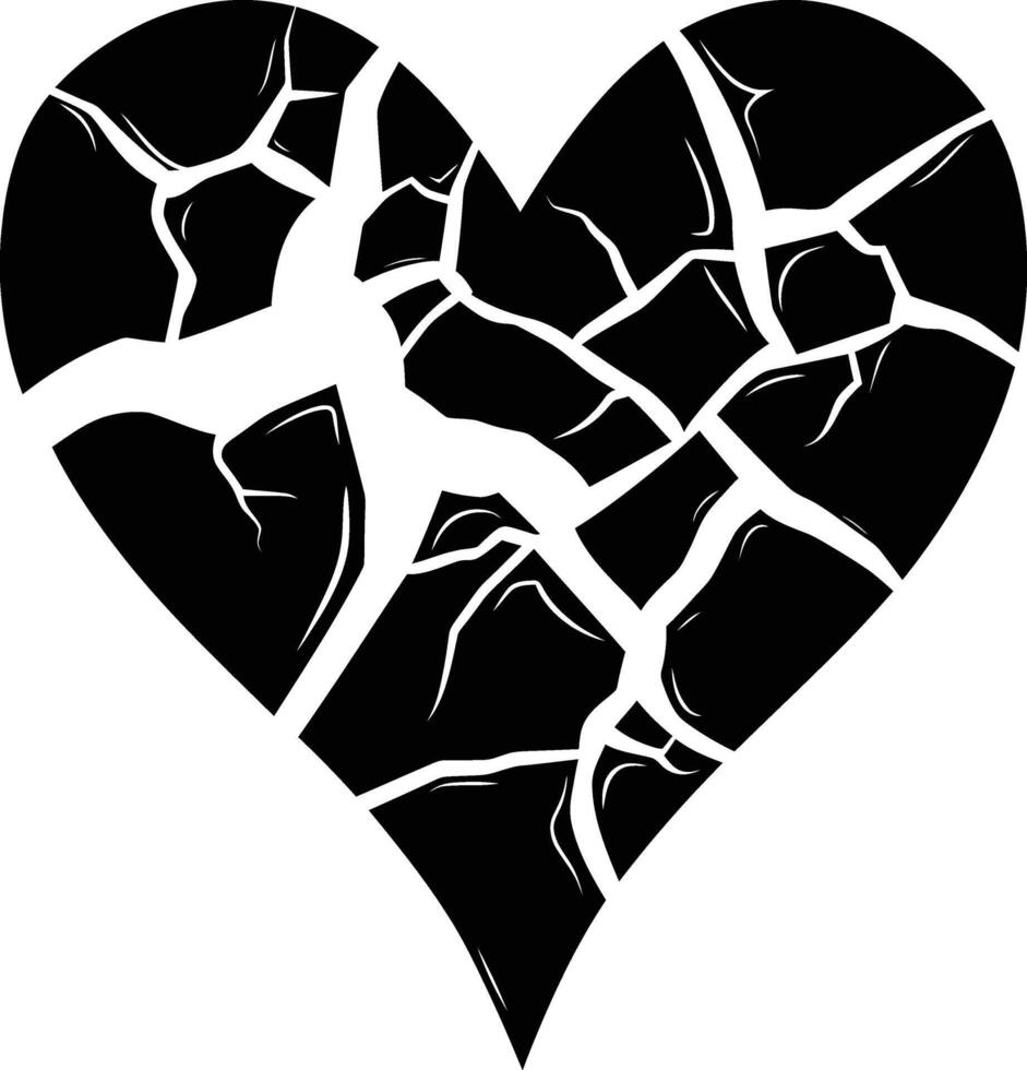 ai gegenereerd silhouet gebroken hart liefde logo symbool zwart kleur enkel en alleen vector