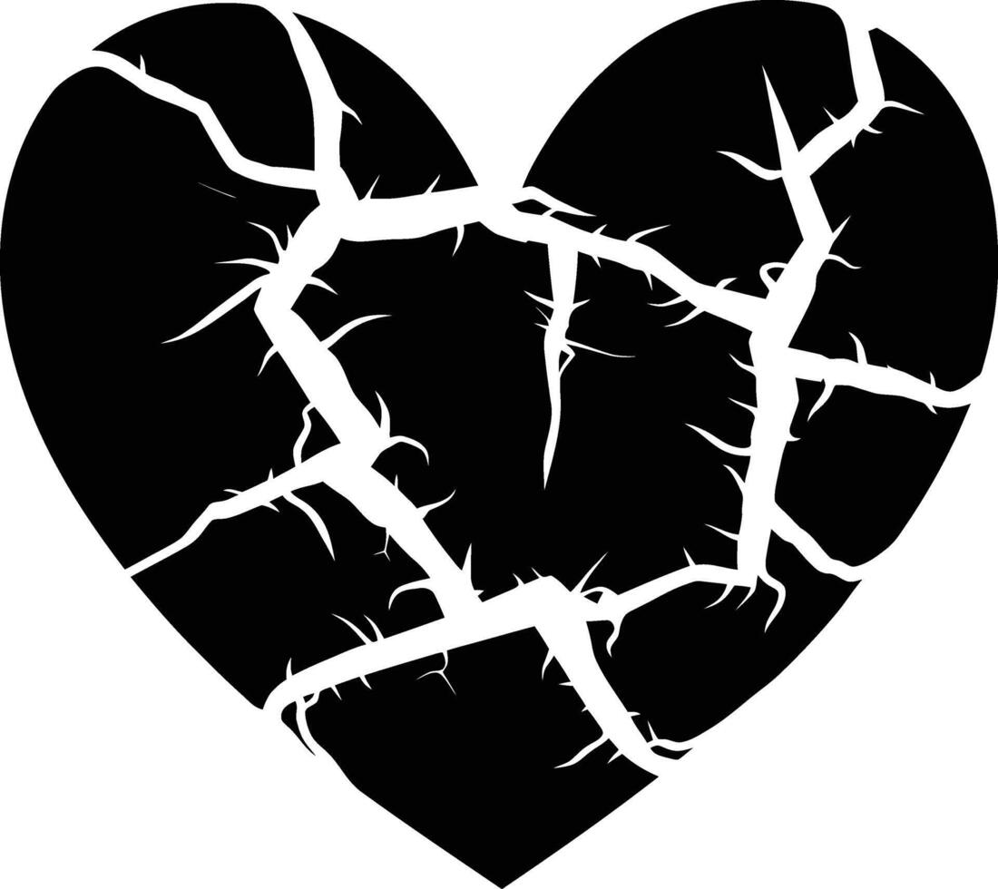 ai gegenereerd silhouet gebroken hart liefde logo symbool zwart kleur enkel en alleen vector