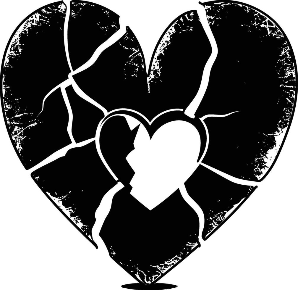 ai gegenereerd silhouet gebroken hart liefde logo symbool zwart kleur enkel en alleen vector