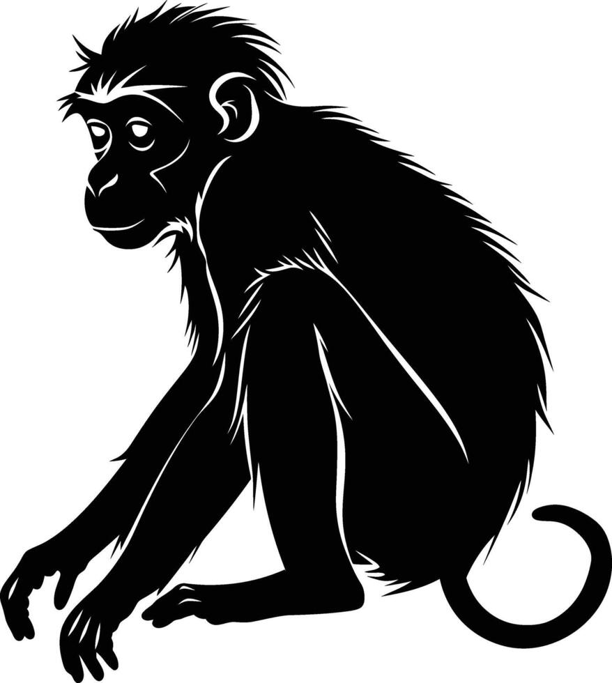 ai gegenereerd silhouet aap zwart kleur enkel en alleen vector