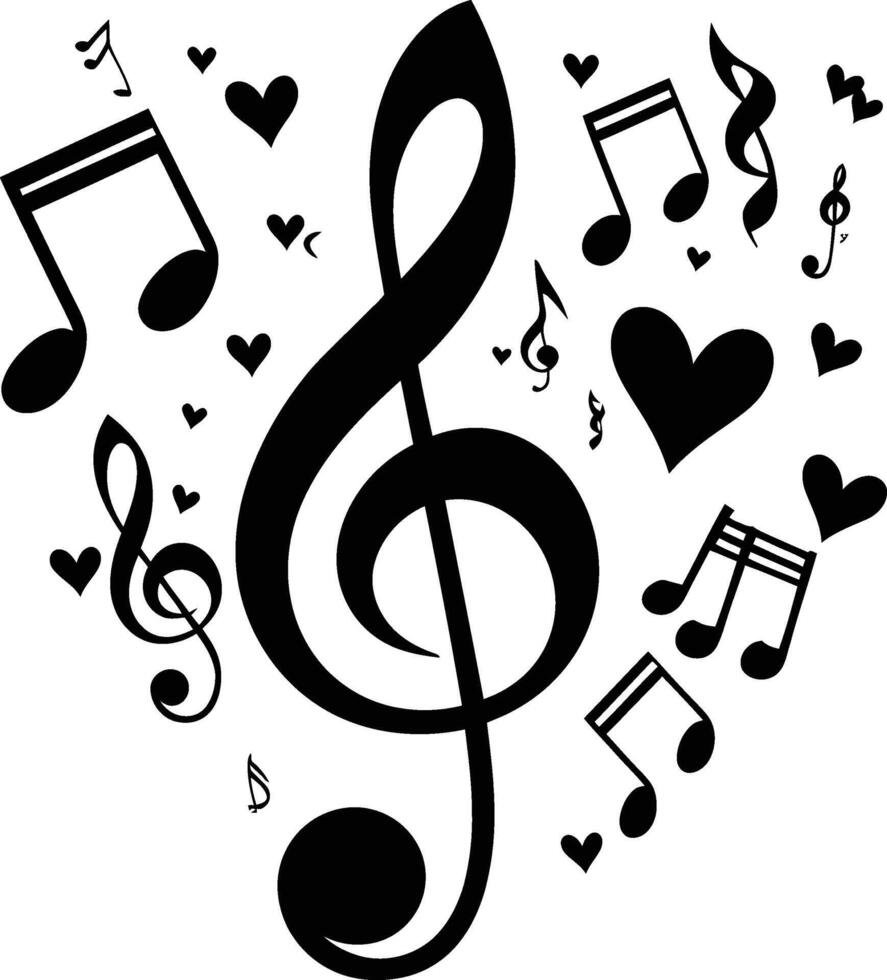 ai gegenereerd silhouet musical aantekeningen liefde logo symbool zwart kleur enkel en alleen vector