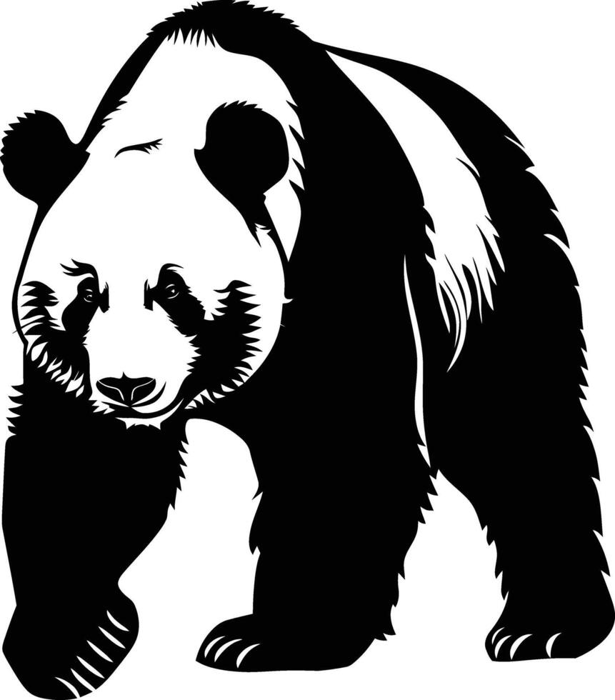 ai gegenereerd silhouet panda vol lichaam zwart kleur enkel en alleen vector