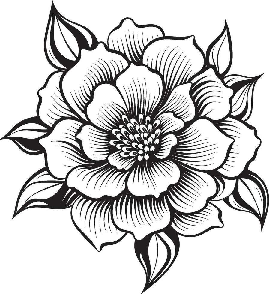 strak bloemen embleem iconisch monotoon chique bloemblad ontwerp zwart icoon vector