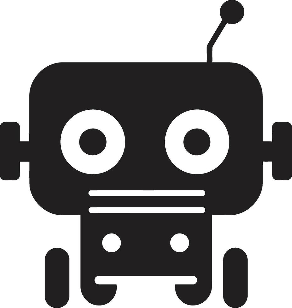 pixel ai vriend aanbiddelijk zwart bot logo charmant tech hulpje weinig ai robot vector