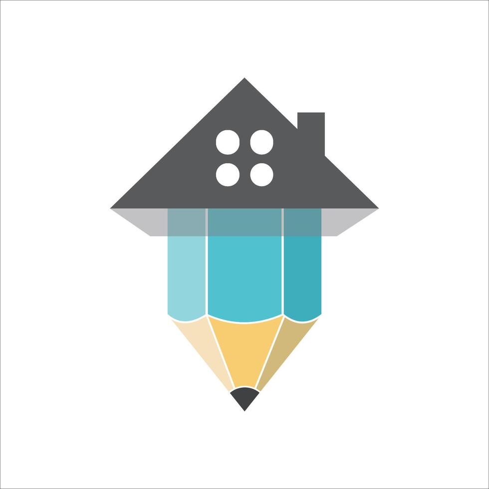 potlood huis logo ontwerp. gemakkelijk naar verandering kleuren. vector