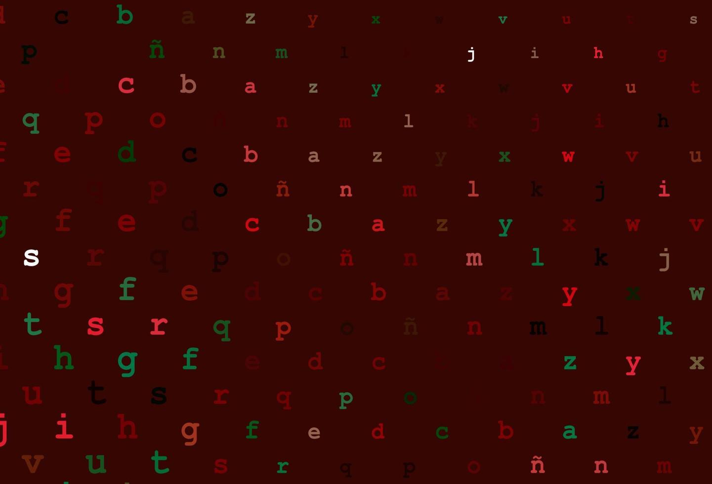 donkergroene, rode vectorlay-out met Latijns alfabet. vector