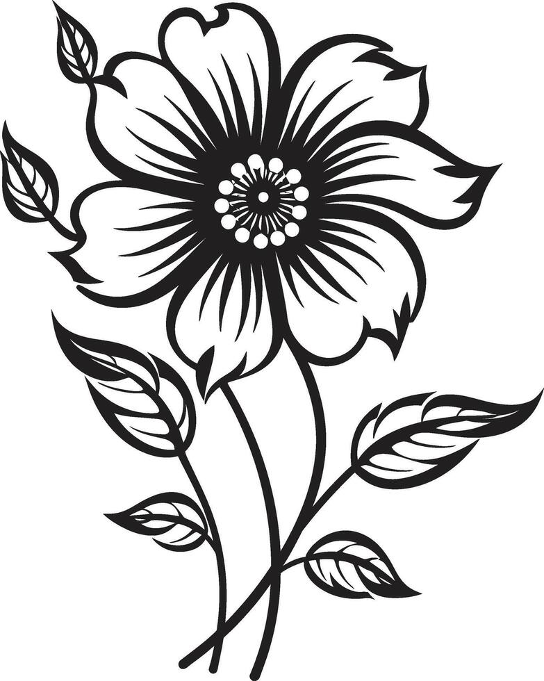 botanisch handtekening chique iconisch embleem bevallig bloemen silhouet zwart embleem vector