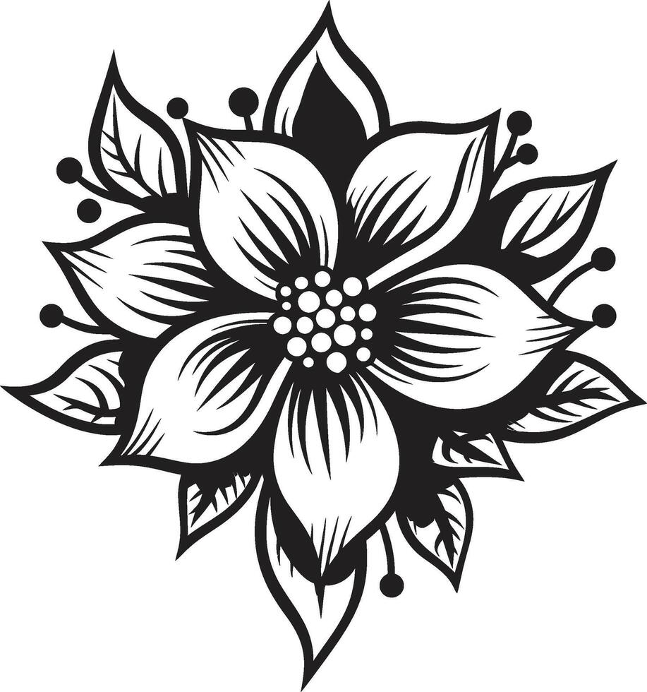 bevallig bloemen elegantie zwart embleem etherisch bloeien vector monochroom embleem