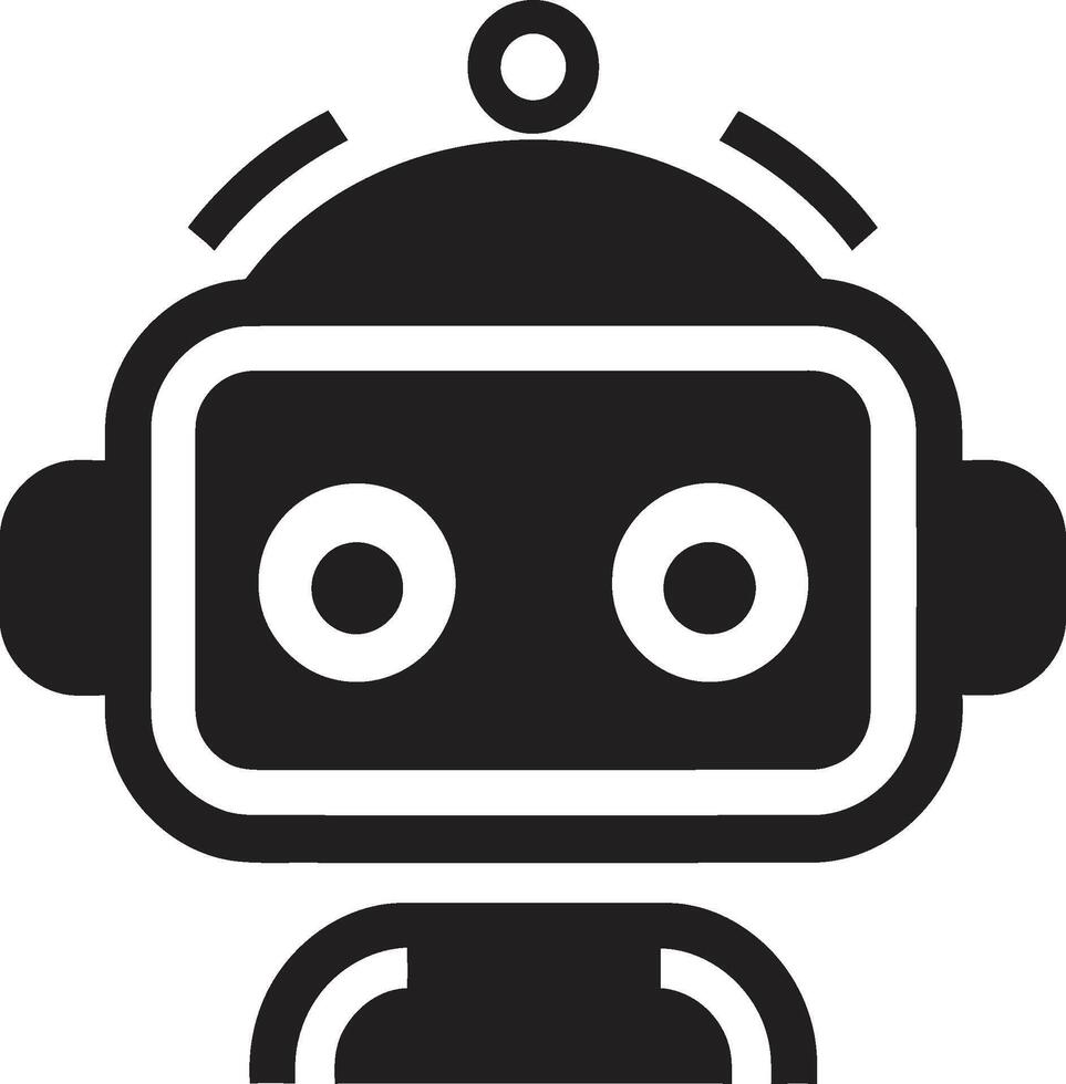 klein tech betovering schattig klein bot Mark micro cybernetisch wonder zwart vector bot embleem