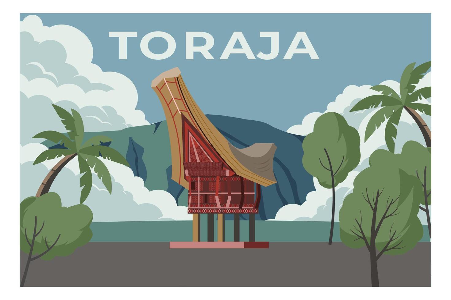 tana toraja Indonesië landschap vector