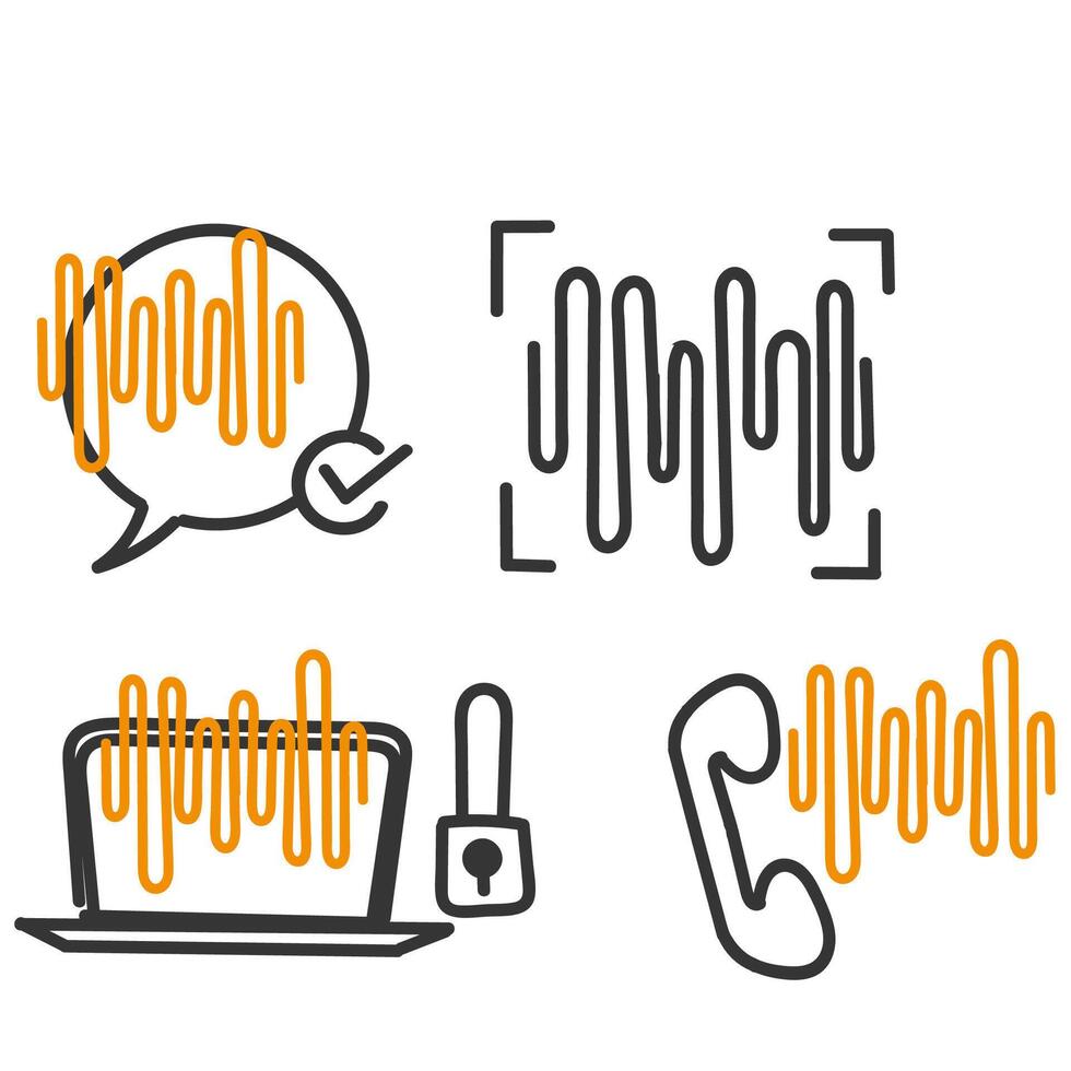 hand- getrokken tekening stem herkenning verwant icoon illustratie vector
