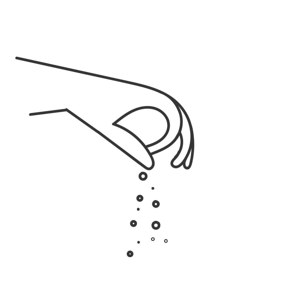 hand- getrokken tekening chef hand- sprenkeling specerijen vector