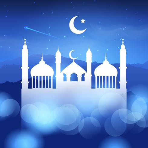 Ramadan achtergrond met moskee silhouet vector