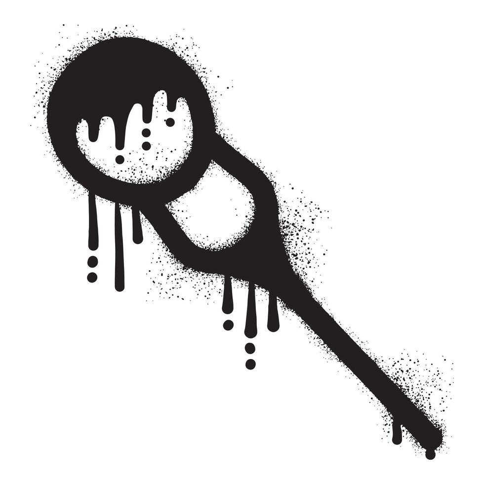 gehaktbal graffiti Aan vork getrokken met zwart verstuiven verf vector