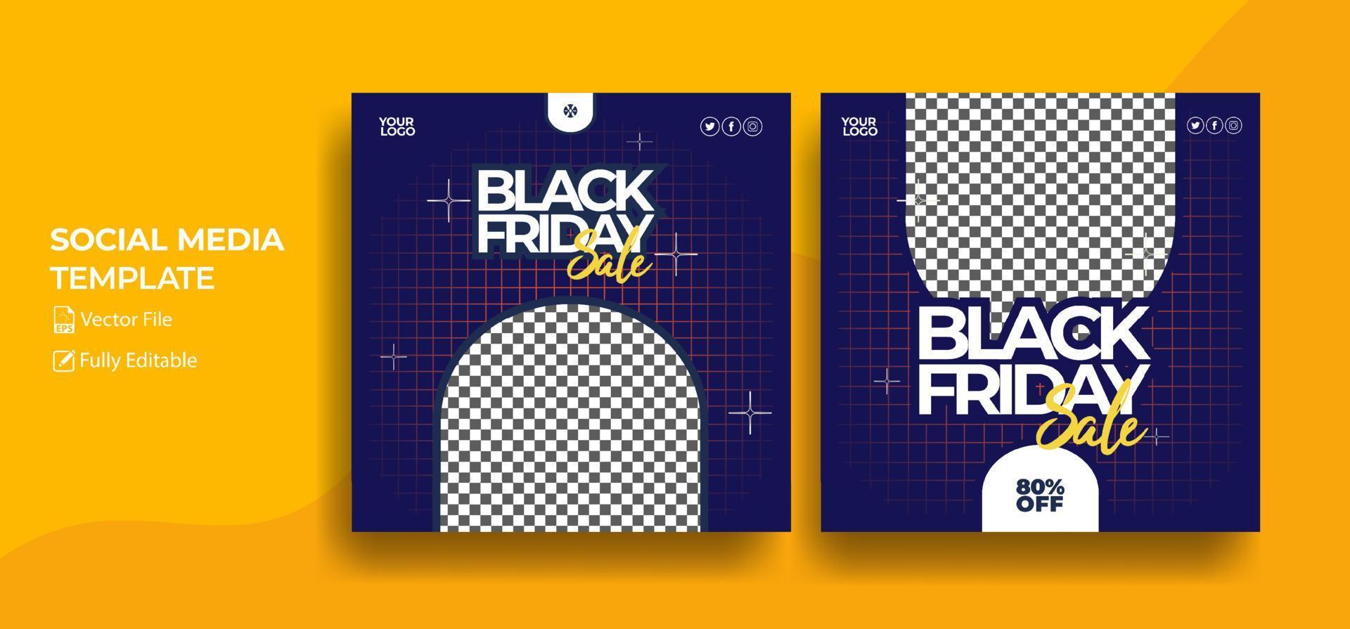 black friday night verkoop social media postsjabloon vector