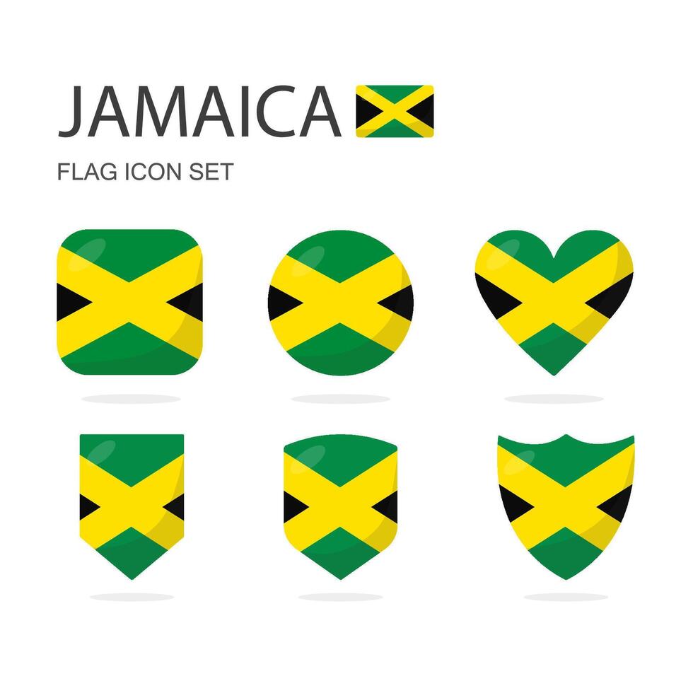 Jamaica 3d vlag pictogrammen van 6 vormen allemaal geïsoleerd Aan wit achtergrond. vector