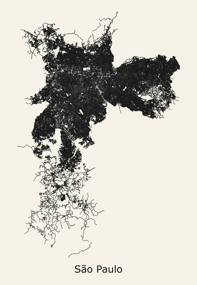 stad weg kaart van sao paulus, staat van sao paulus, Brazilië vector