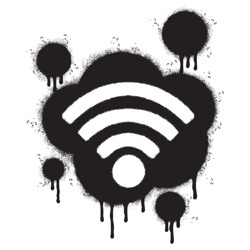 verstuiven geschilderd graffiti Wifi icoon gespoten geïsoleerd met een wit achtergrond. vector