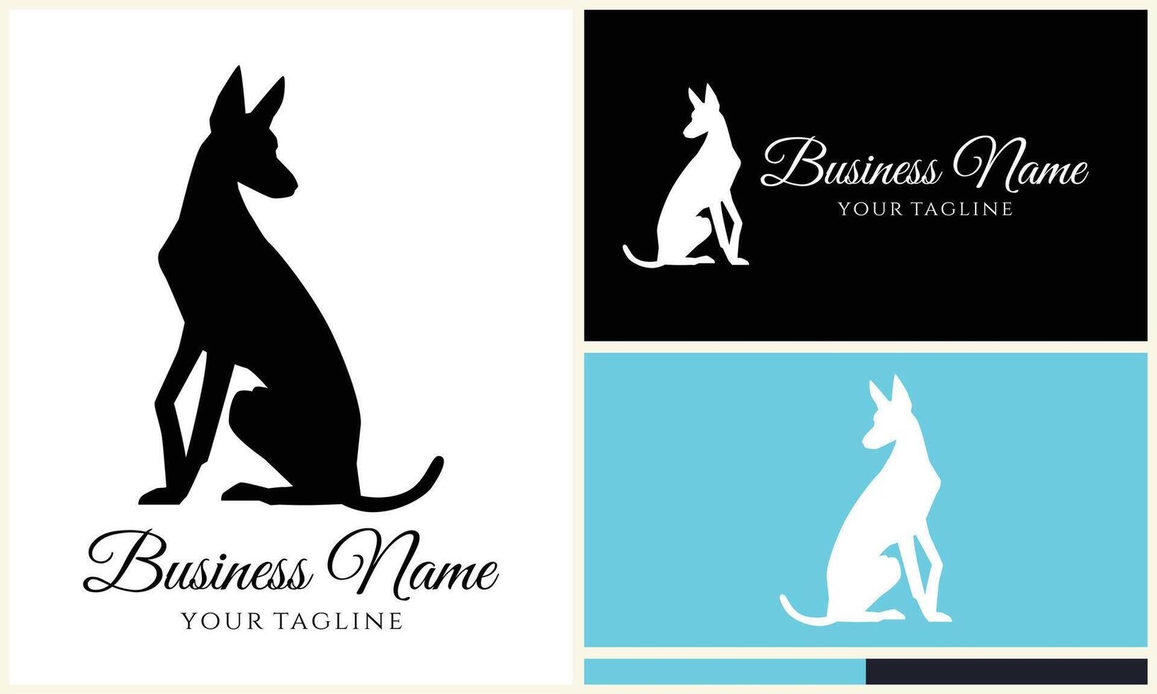 silhouet hond teckel logo sjabloon vector