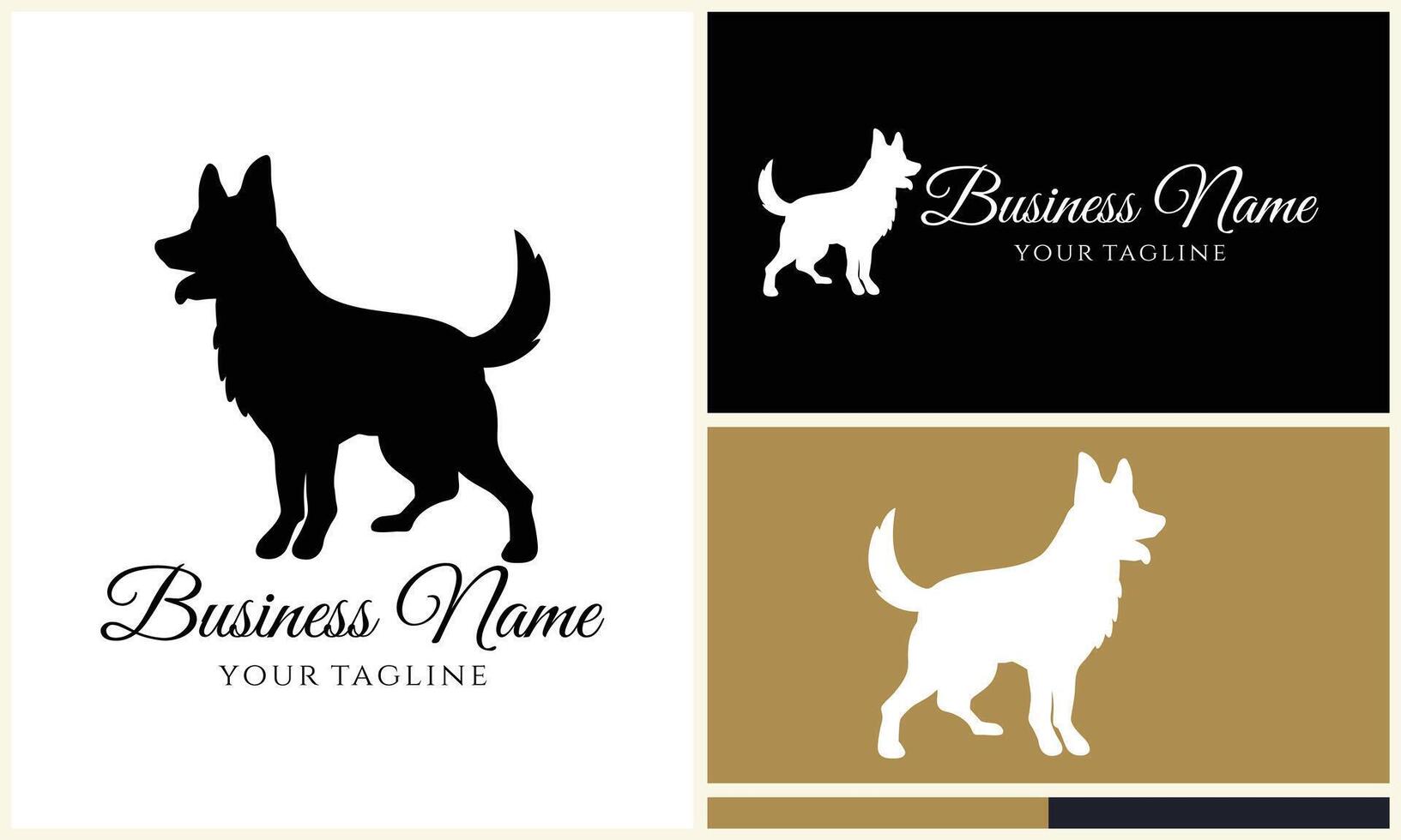 silhouet hond teckel logo sjabloon vector