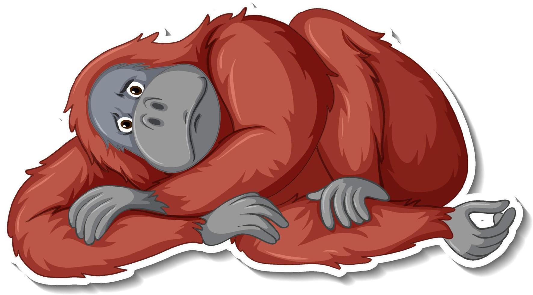 droevige orang-oetan dieren cartoon sticker vector