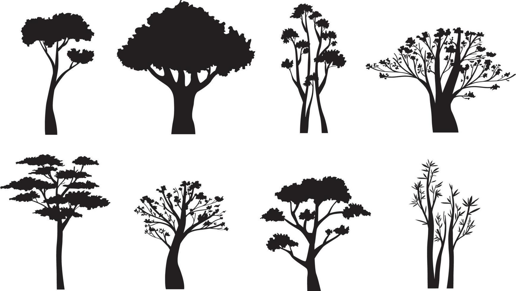 bomen silhouet op witte achtergrond vectorillustratie vector